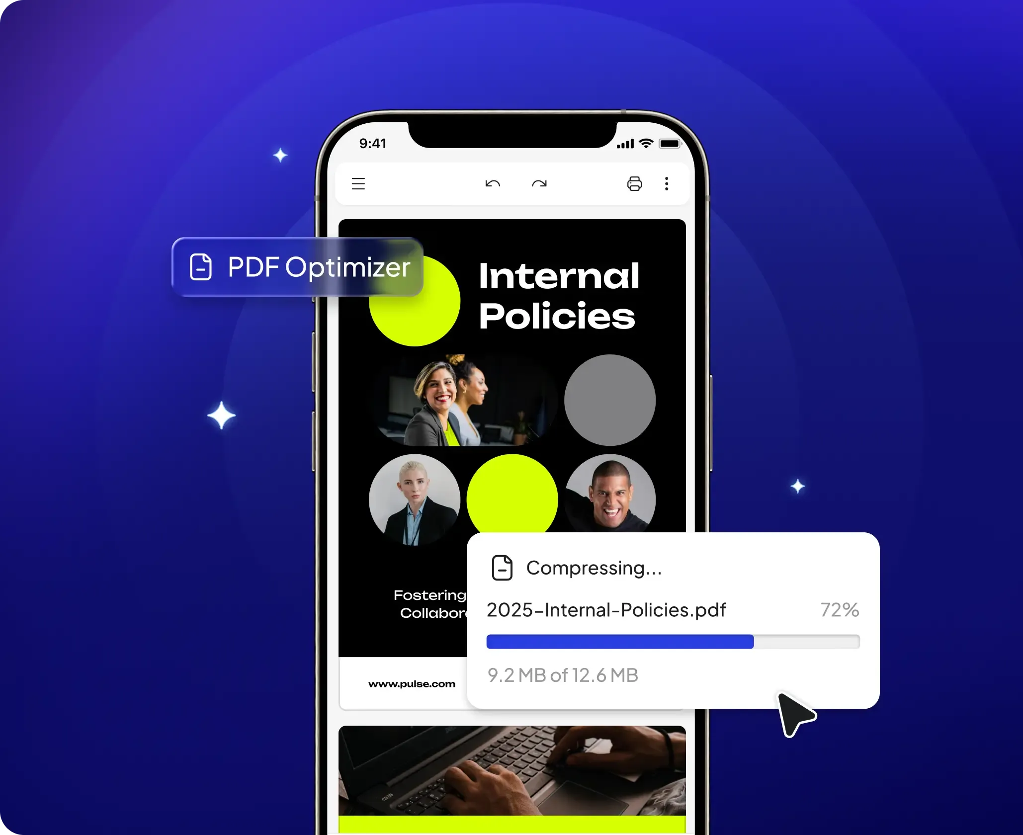 Compress PDF Files — 
Fast, Clean & High 
Quality