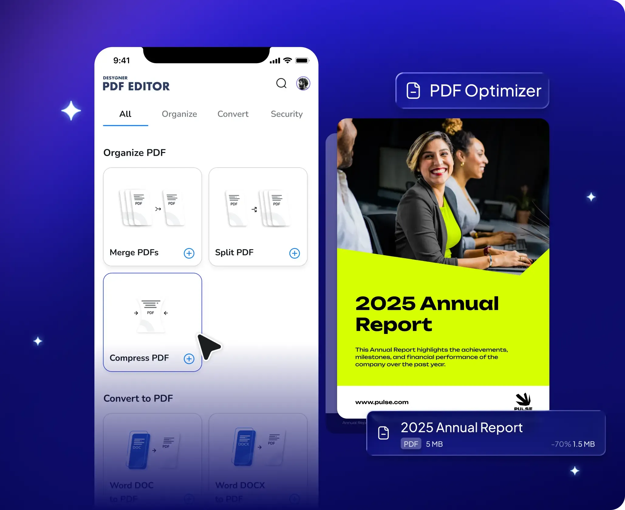 Smaller Files. 
Same Quality. 
Share Anywhere.